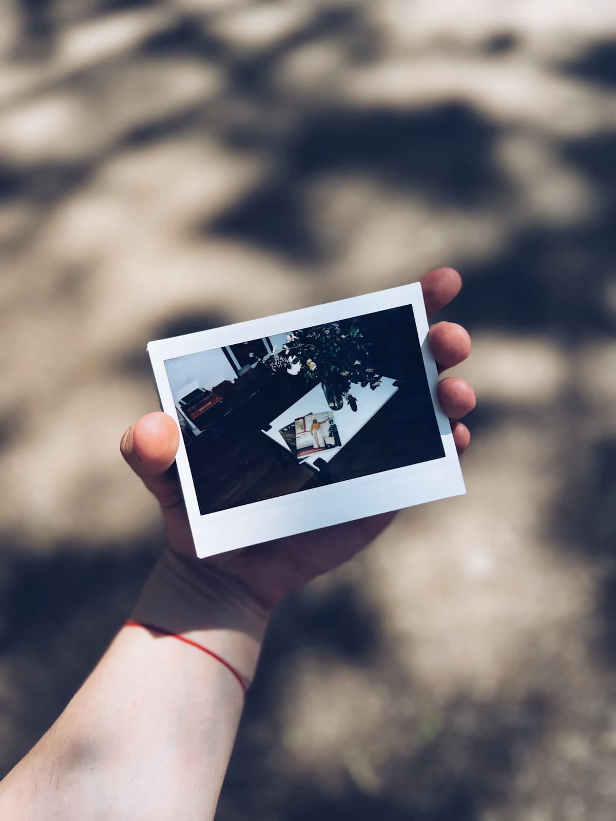 A hand holding a printed photograph, a shared memory captured in print